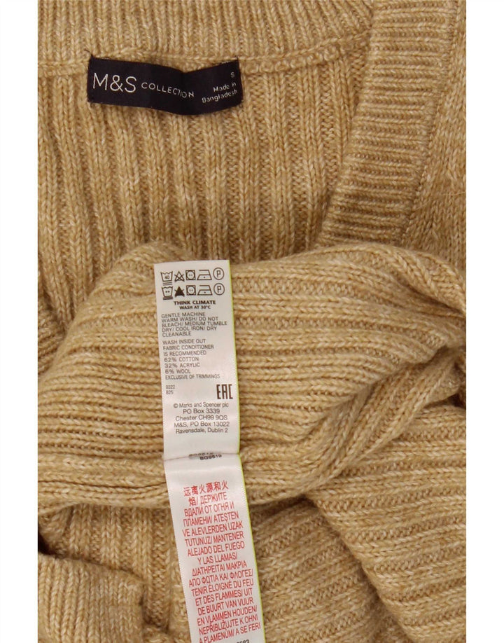 Marks & Spencer Womens Vest Tank Top UK 10 Small Beige Bumbac