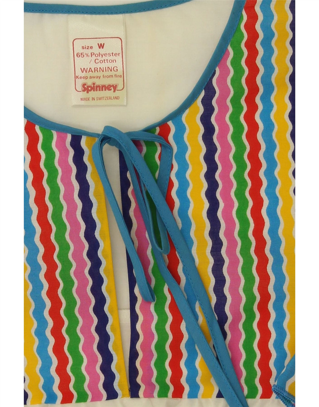 VINTAGE Womens Basic Dress UK 12 Medium White Striped Polyester Vintage Vintage and Second-Hand Vintage from Messina Hembry 