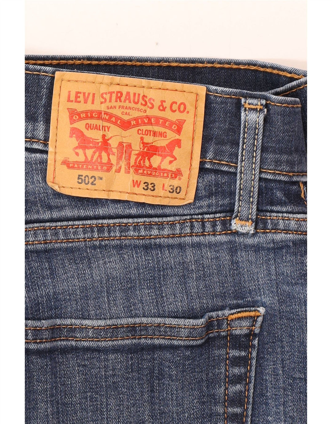 Pantaloni scurți din blugi pentru bărbați LEVI'S 502 W33, bumbac albastru mediu