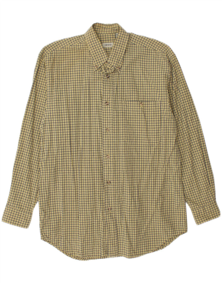 IZOD Mens Shirt Medium Yellow Check Cotton Vintage Izod and Second-Hand Izod from Messina Hembry 