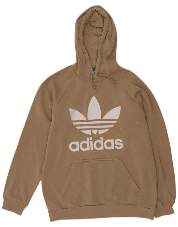 Pulover cu glugă grafic pentru bărbați Adidas, bumbac mediu bej