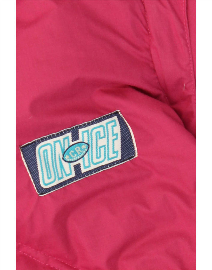 Jachetă de schi căptușită reversibilă vintage pentru bărbați UK 40, mare, roz, poliester