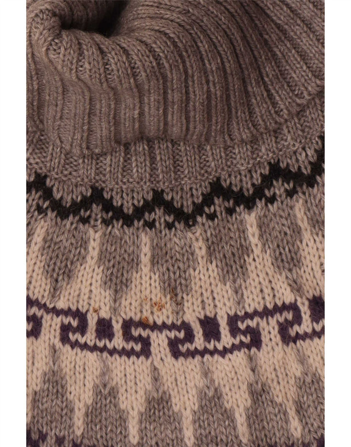 Pulover pentru femei Marks & Spencer cu gât rulat, UK 12 Medium Gri Fair Isle