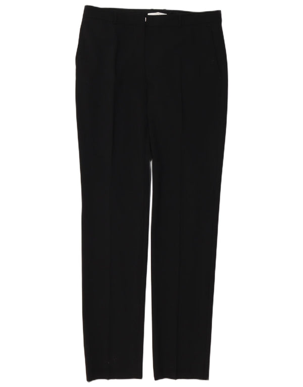 Pantaloni chino subțiri pentru femei Hugo Boss UK 8 Mici L32 L34 Lână virgină neagră