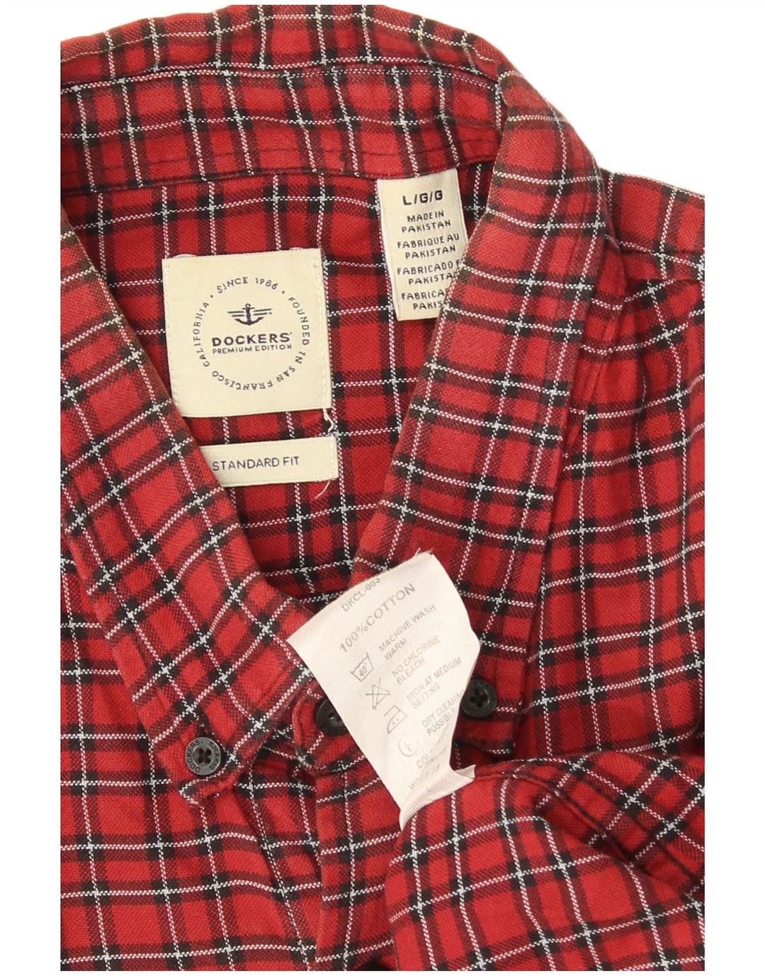 Cămașă de flanel pentru bărbați Dockers, cu ajustare standard, din bumbac cu carouri mari, roșii