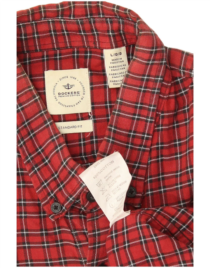 Cămașă de flanel pentru bărbați Dockers, cu ajustare standard, din bumbac cu carouri mari, roșii
