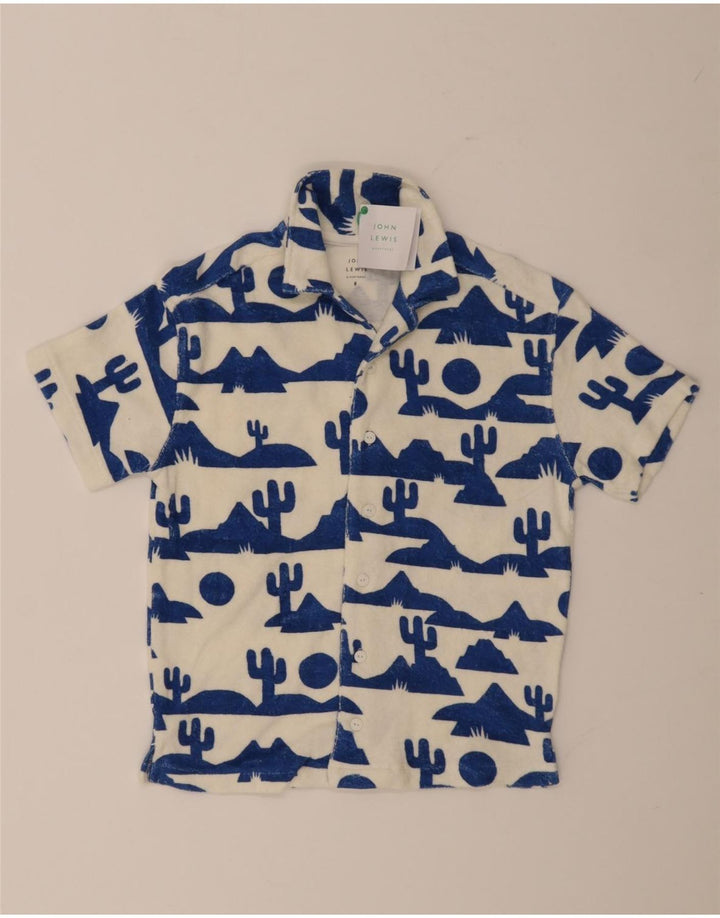 Cămașă cu mânecă scurtă pentru băieți cu model abstract John Lewis, 7-8 ani, bumbac alb