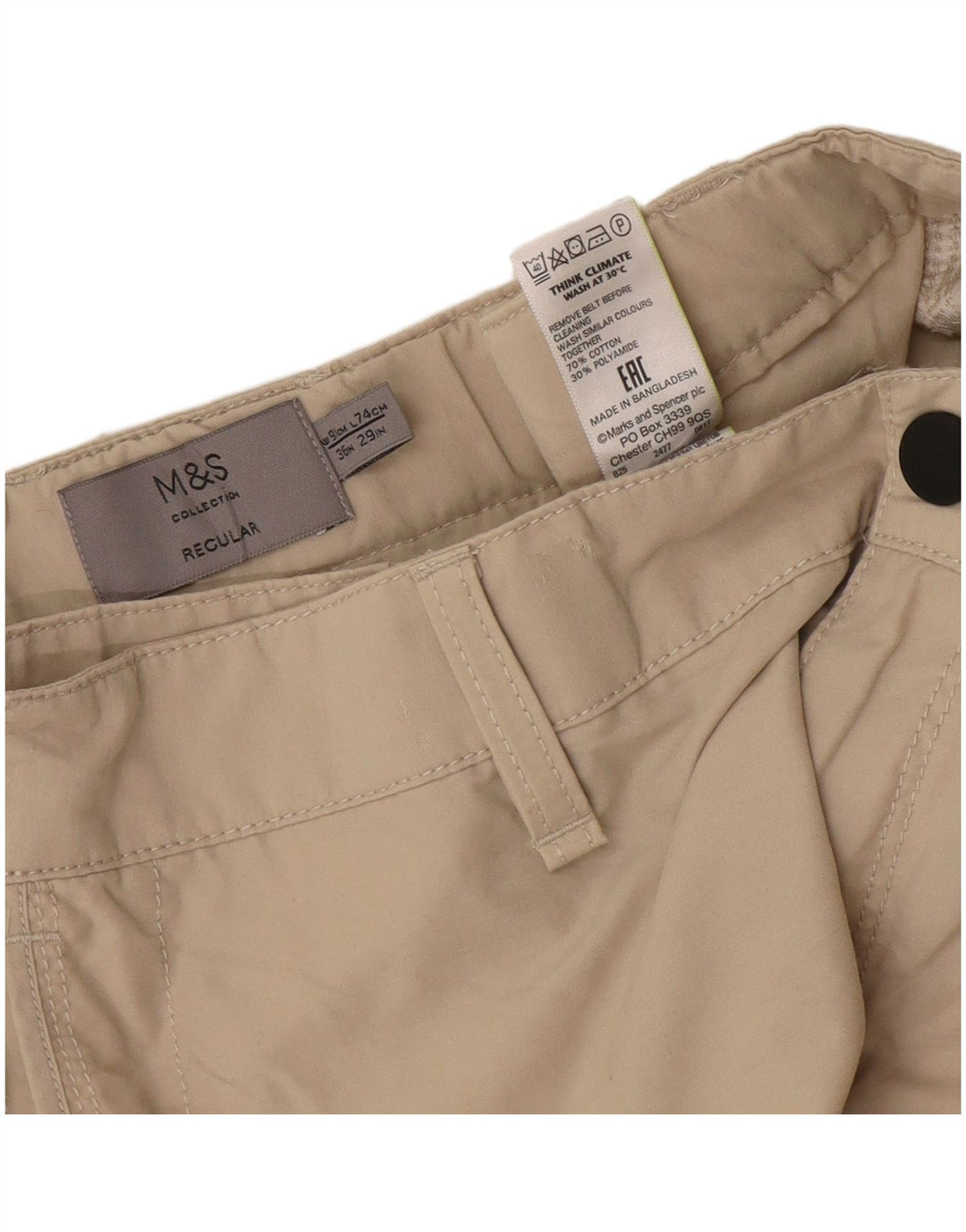 Pantaloni cargo drepti pentru bărbați Marks & Spencer W36 L29 bumbac bej