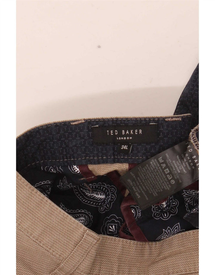Ted Baker Pantaloni drepți pentru bărbați L34 L32 bumbac bej
