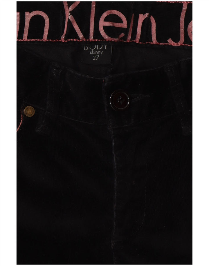CALVIN KLEIN Pantaloni skinny din velur pentru femei L27 L32 bumbac negru