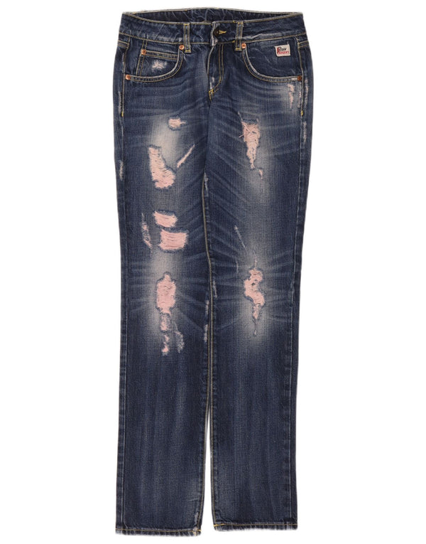 Roy Rogers Blugi Distressed drepte pentru femei W26 L32 bumbac albastru