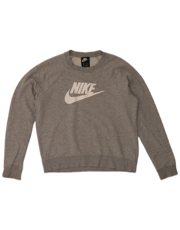 Hanorac grafic Nike pentru femei UK 14 Bumbac gri mediu