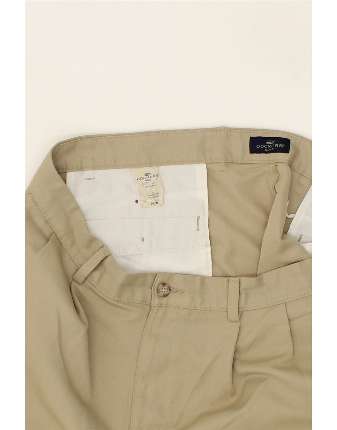 DOCKERS Mens Golf Pegged Chino Shorts W38 XL Beige Polyester Vintage Dockers and Second-Hand Dockers from Messina Hembry 