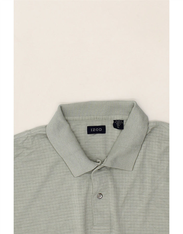 IZOD Mens Polo Shirt XL Grey Check Cotton Vintage Izod and Second-Hand Izod from Messina Hembry 
