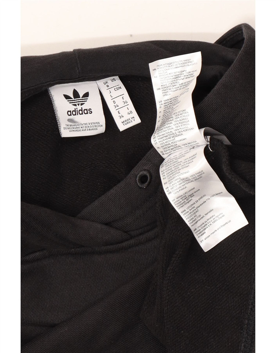 Jumper ADIDAS pentru femei, supradimensionat, cu glugă, UK 8, bumbac negru mic
