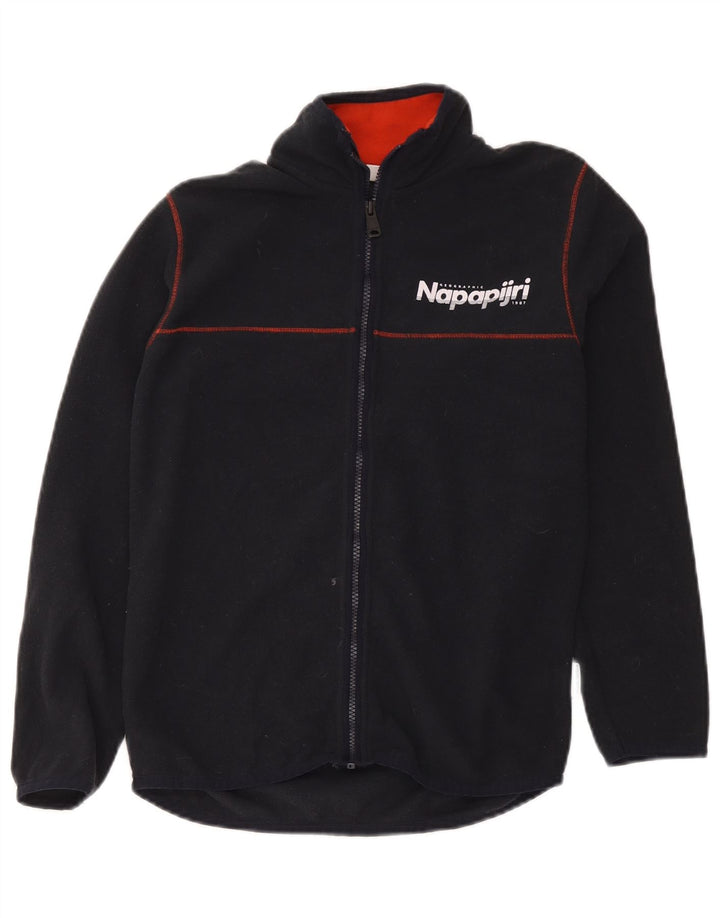 Jachetă Napapijri Graphic Fleece pentru băieți 13-14 ani, poliester negru