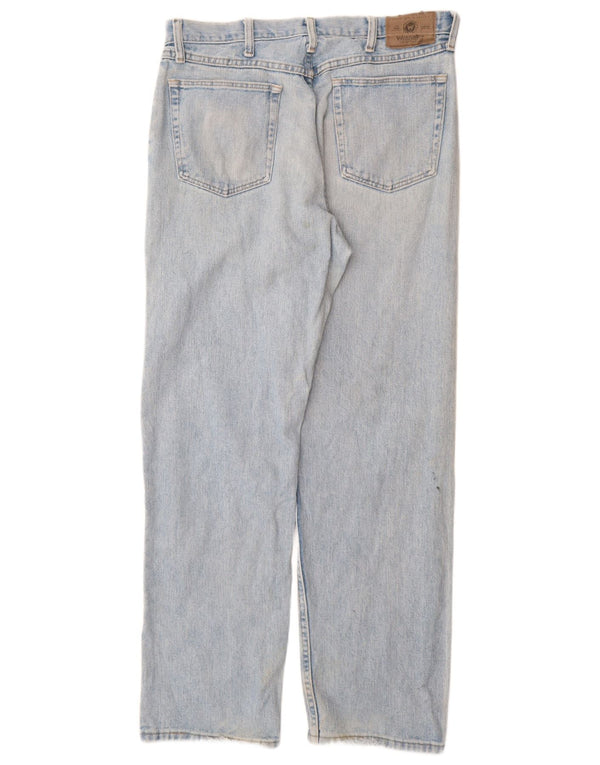 Blugi drepti Wrangler pentru bărbați, cu tăiere relaxată, L34 L32, bumbac albastru