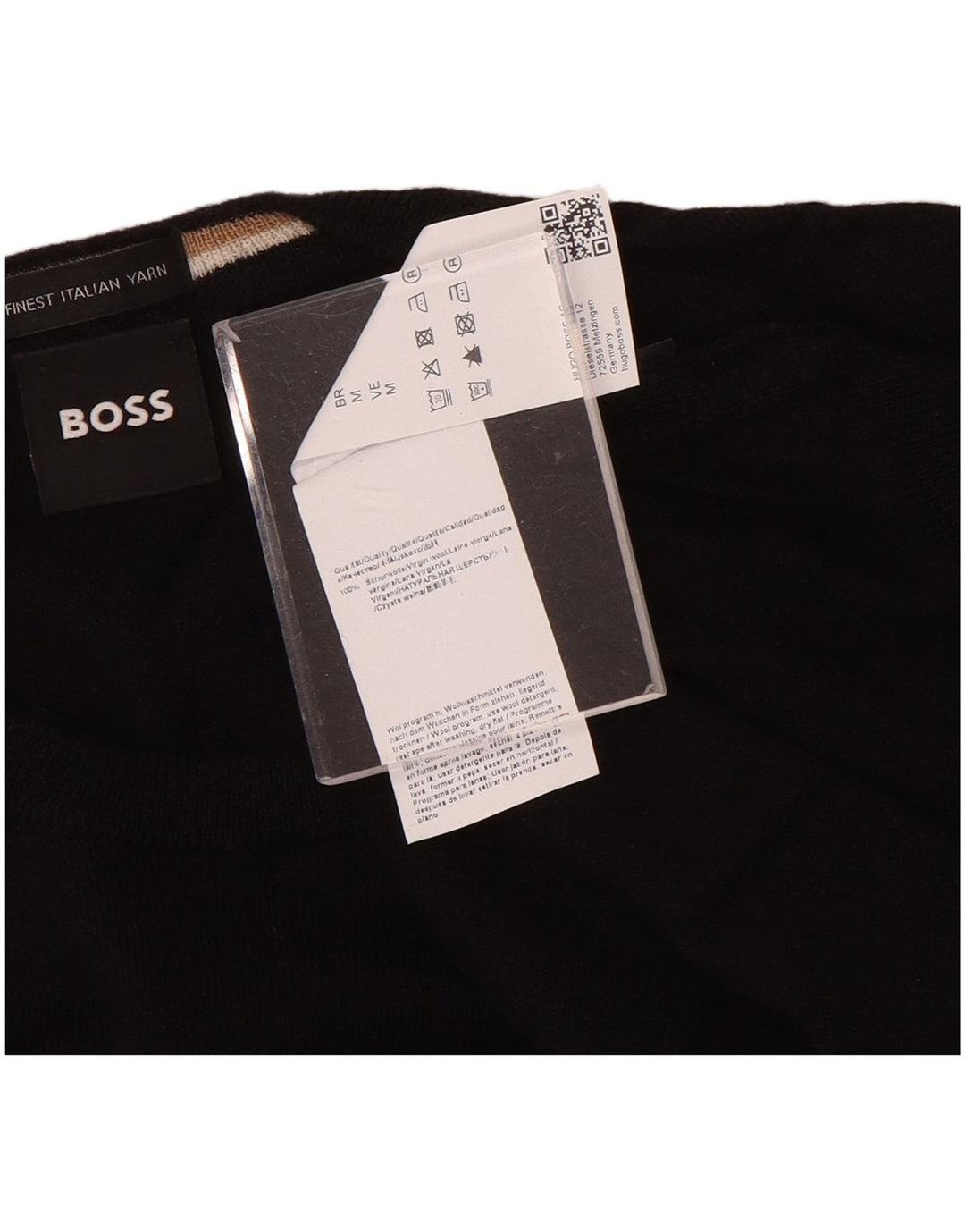 Pulover Hugo Boss pentru bărbați cu gât crew pulover din lână neagră medie