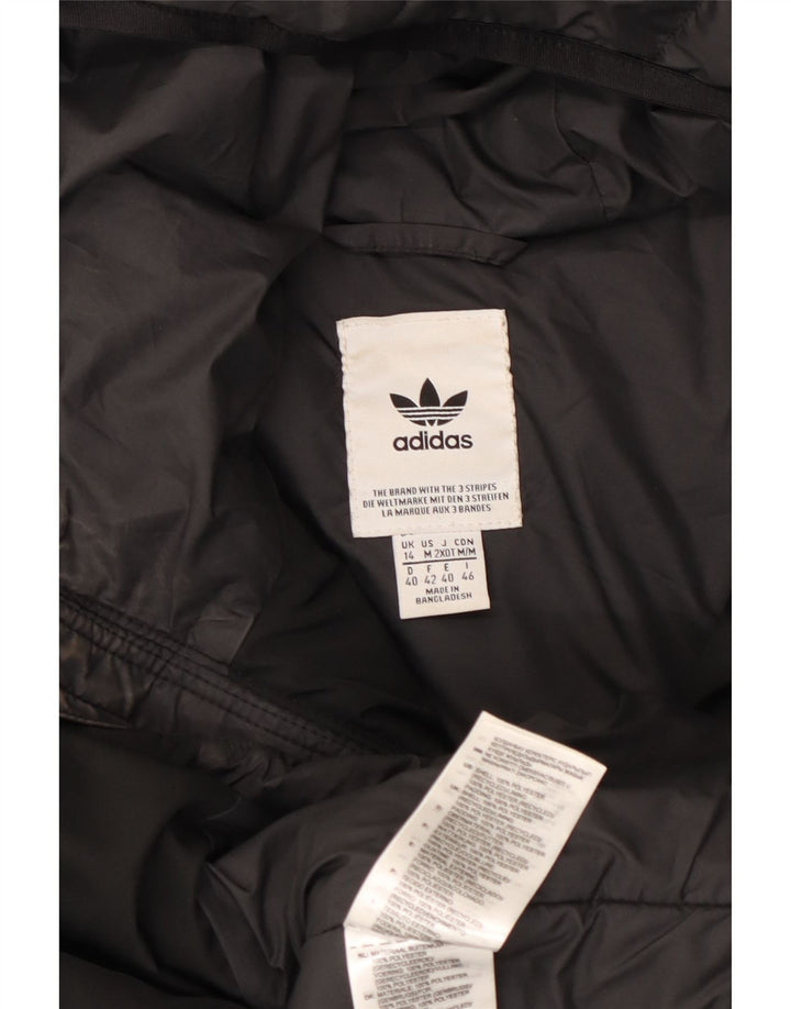 Jachetă căptușită cu glugă ADIDAS pentru femei UK 14 Poliester mediu negru