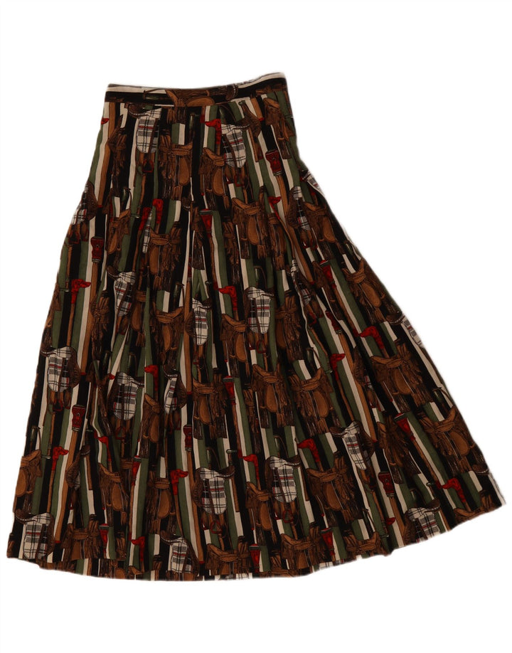 Fusta Plisată Grafică Vintage Femei IT 42 Medium W28 Multicolor