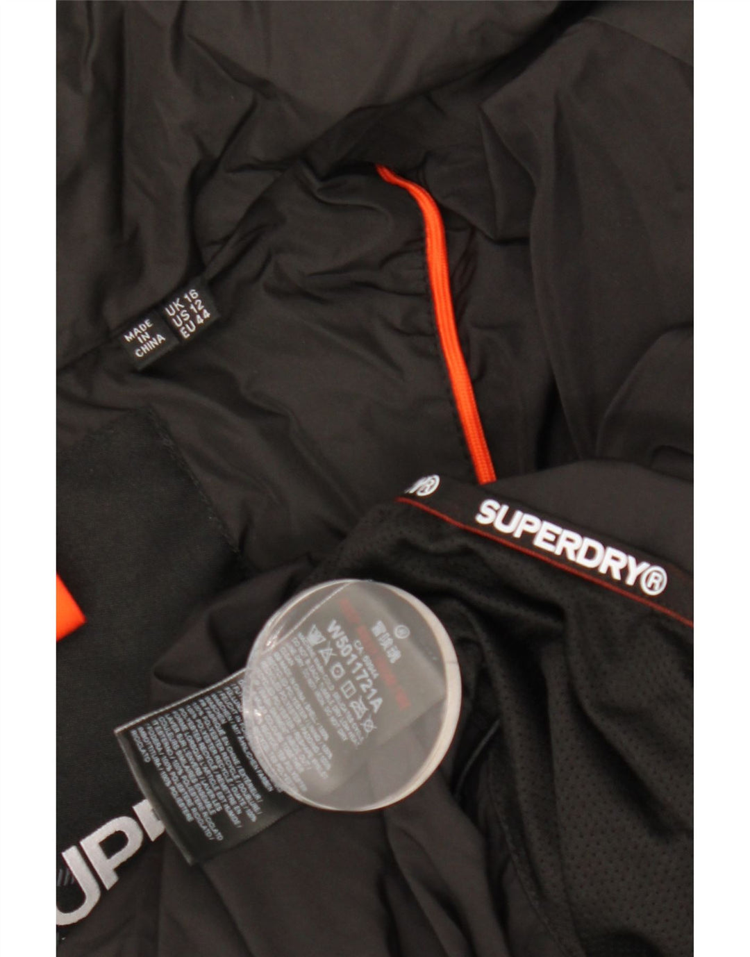 Jachetă căptușită cu glugă Superdry pentru femei UK 16, mare, negru, poliester