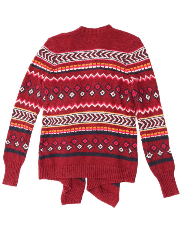 Pulover Hollister cardigan deschis pentru femei UK 10 Small Red Geometric Bumbac