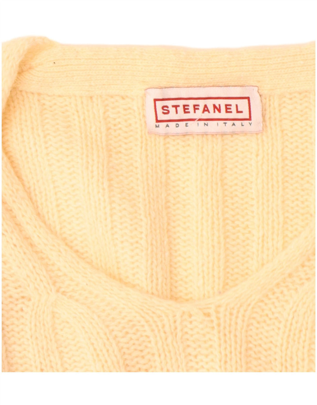 Pulover pentru femei cu decolteu în V Stefanel UK 14 Large Yellow