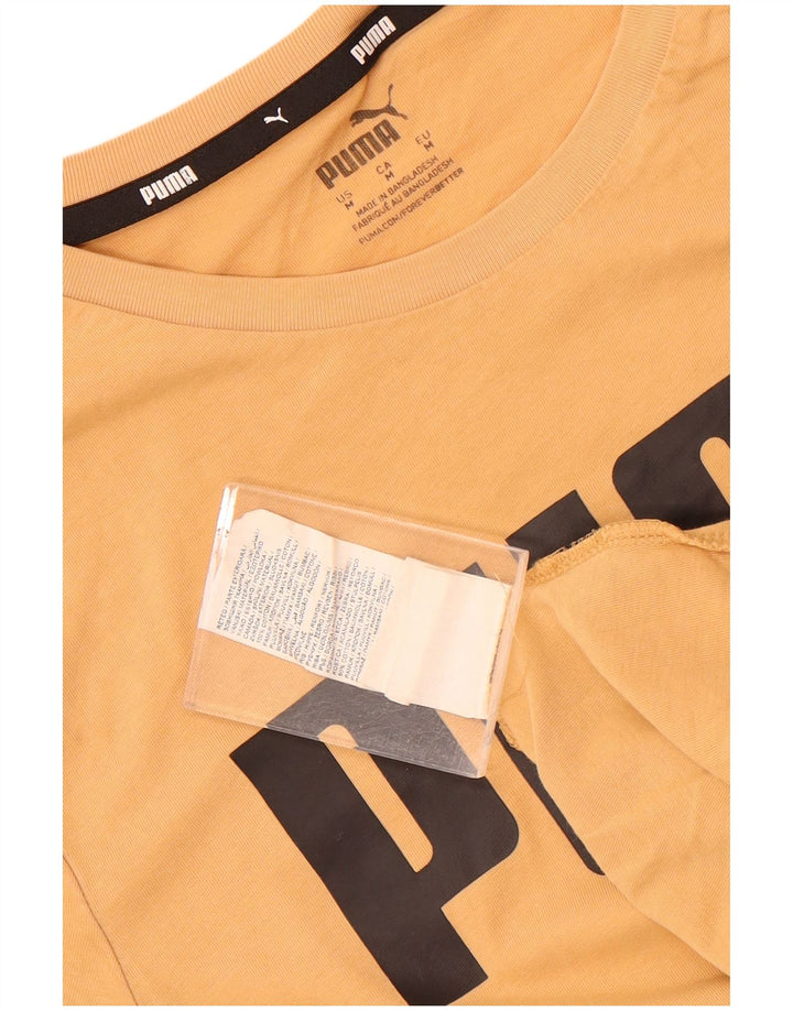 Tricou cu grafic Puma pentru bărbați Top din bumbac galben mediu