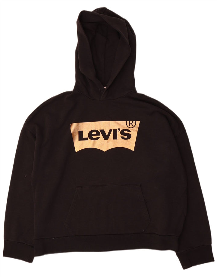 Pulover cu capota cu grafic Levi's pentru bărbați, bumbac mic, negru