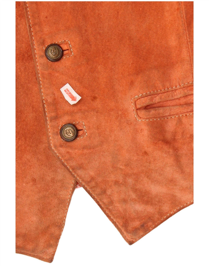 Vestă vintage bărbătească din piele intoarsa maro mica