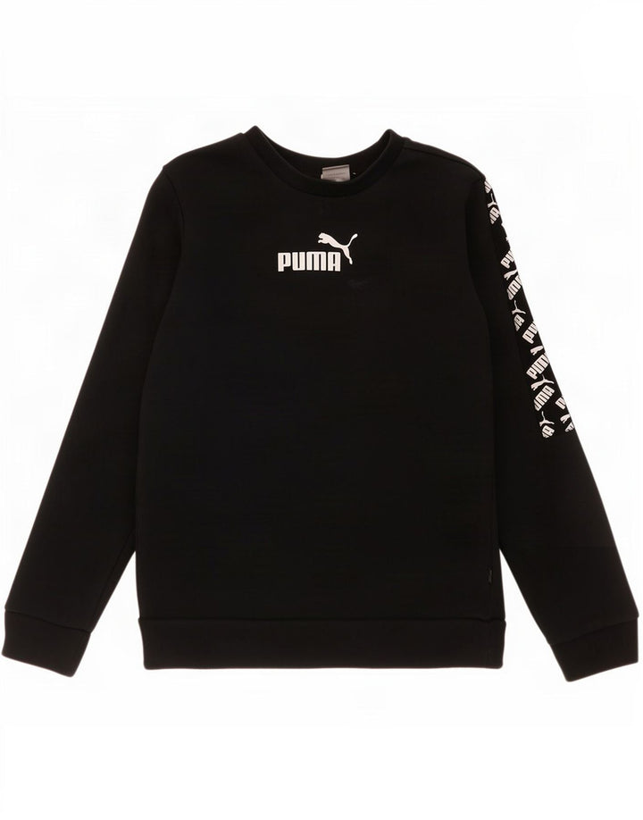 Puma Băieți Pulover Grafic Pulover 11-12 Ani Bumbac Negru