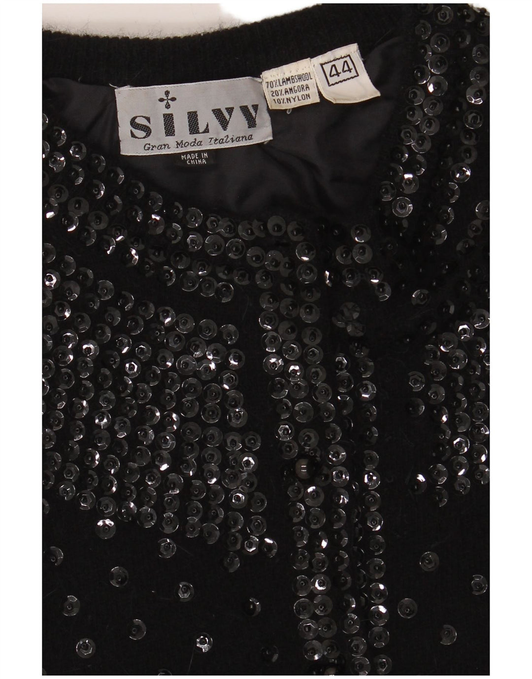 Pulover cardigan pentru femei Silvy IT 44 Medium Black Lambswool