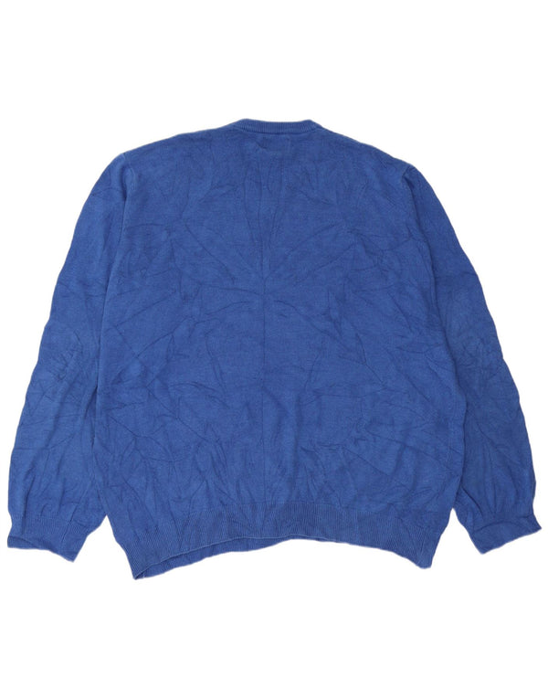 Pulover cu decolteu în V pentru bărbați Marks & Spencer, bumbac albastru 2XL
