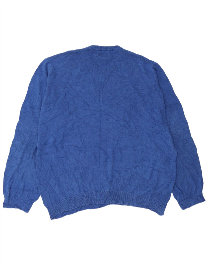 Pulover cu decolteu în V pentru bărbați Marks & Spencer, bumbac albastru 2XL