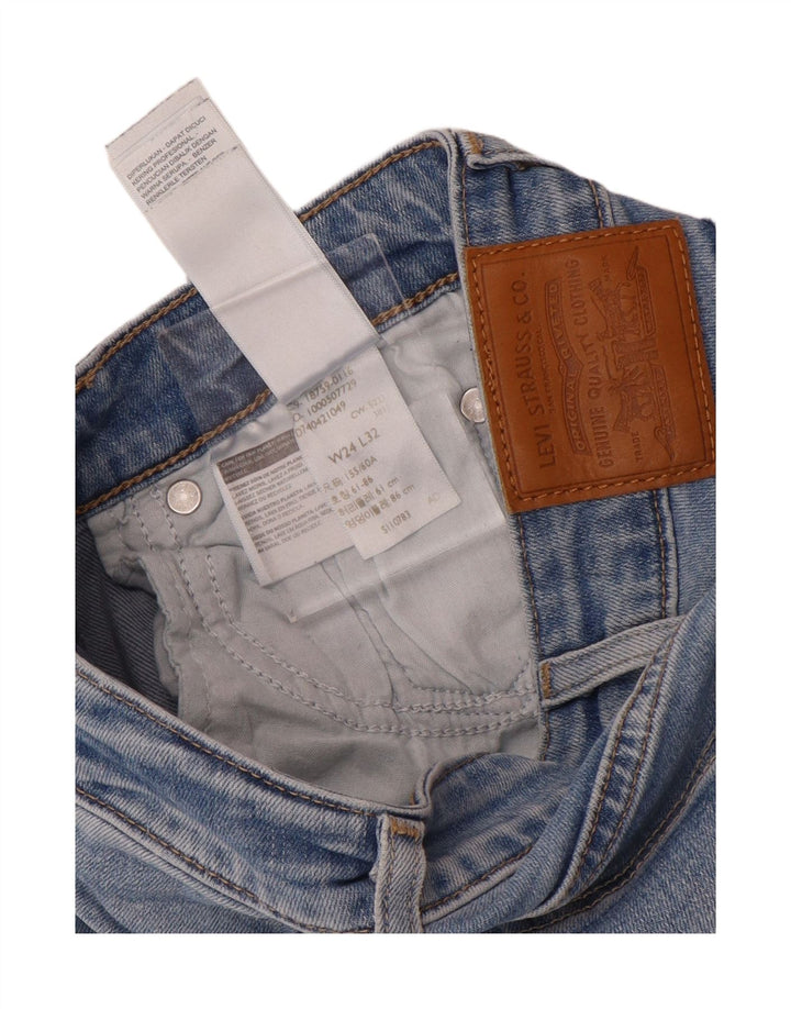 Blugi Levi's pentru femei 725, cu talie înaltă, L24 L28, bumbac albastru