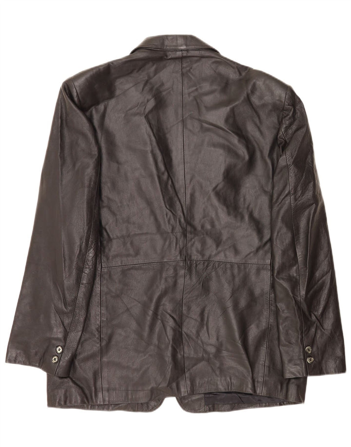 Jachetă vintage pentru bărbați din piele cu 2 nasturi IT 52 XL negru