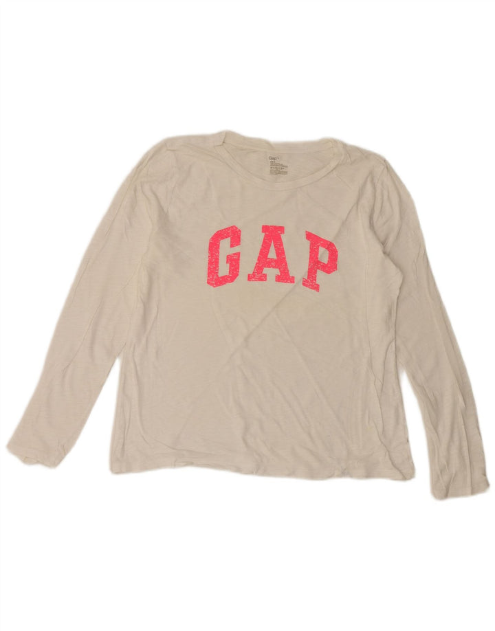 Gap Top grafic pentru femei cu mânecă lungă UK 16, mare, alb, bumbac