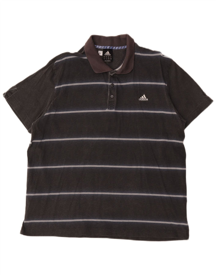 Tricou polo Adidas pentru bărbați, bumbac cu dungi negre medii