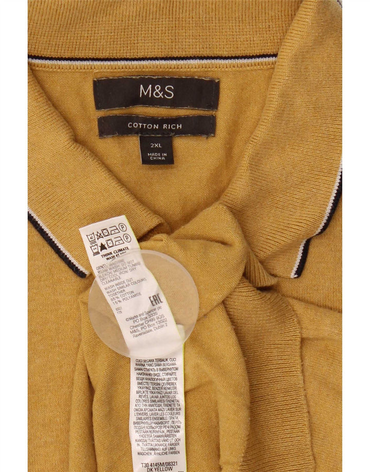 Tricou polo pentru bărbați Marks & Spencer, bumbac galben 2XL