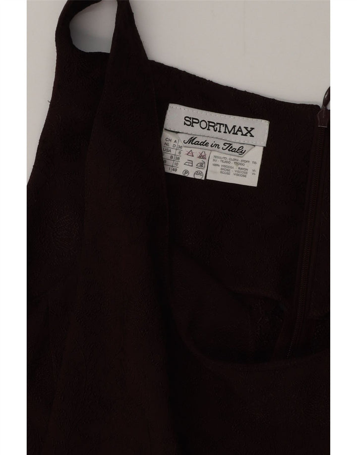 Rochie SPORTMAX pentru femei, fără mâneci, bodycon UK 10 Mic Burgundy Floral