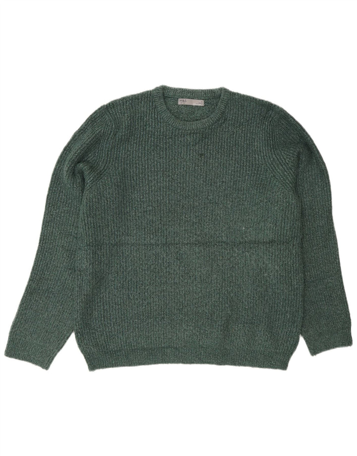 Pulover pentru bărbați Marks & Spencer, cu gât roșu, mare, verde acrilic