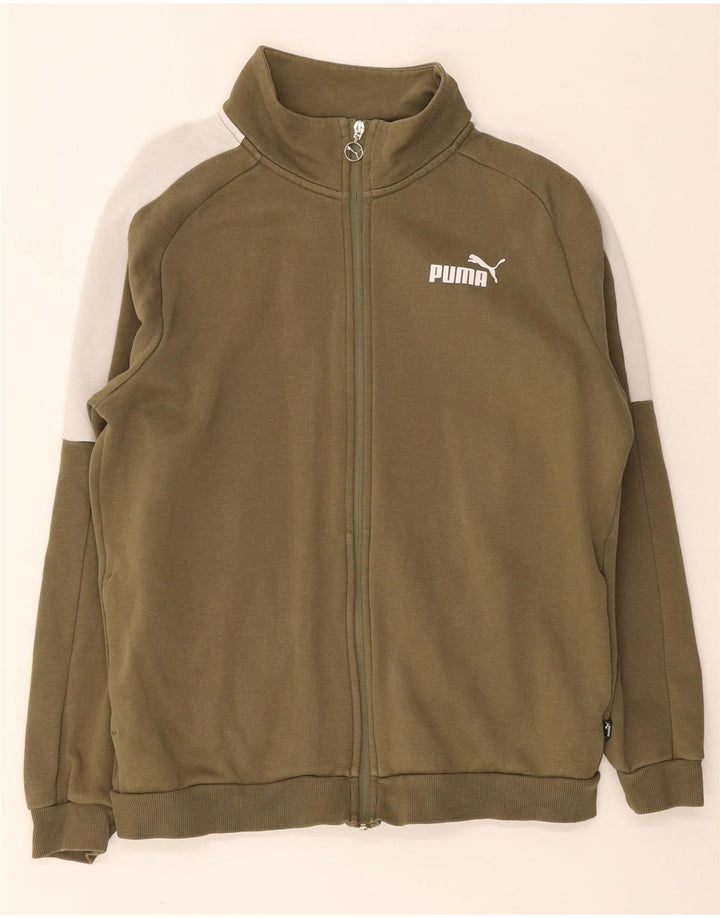 Jachetă de trening pentru bărbați Puma, bumbac color block, kaki mediu