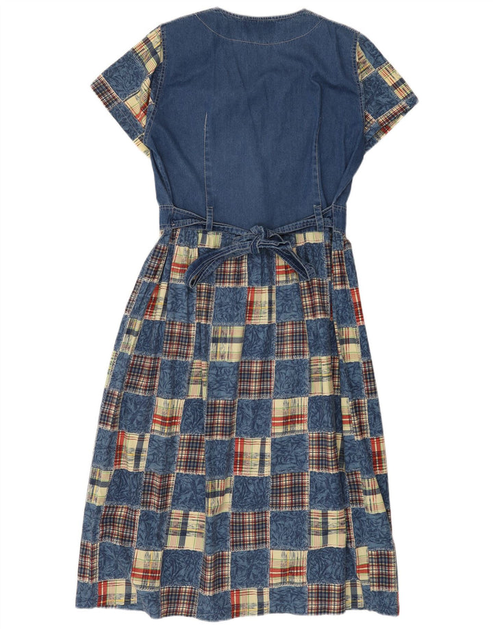 Rochie de denim vintage pentru femei UK 14 Medium Blue Patchwork