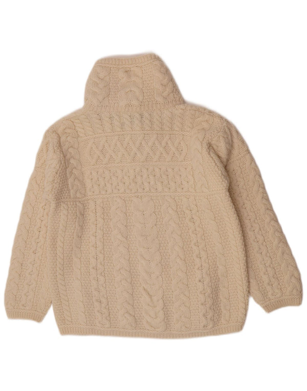 Pulover cardigan cu fermoar complet pentru femei Aran Crafts UK 16, mare, alb