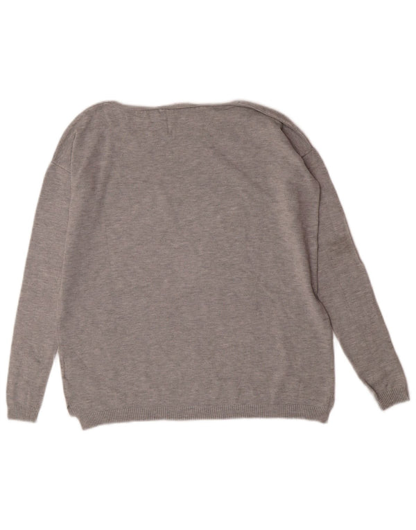 Pulover Guess pentru femei cu grafic supradimensionat cu gât de barcă, UK 4 XS, gri