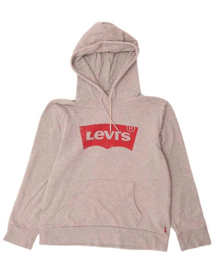 Pulover cu glugă cu grafică LEVI'S pentru bărbați, bumbac, gri mediu