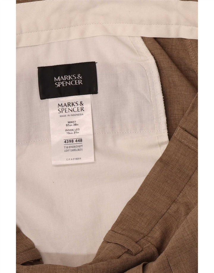 MARKS & SPENCER Pantaloni drepți pentru bărbați L38 L31 poliester bej