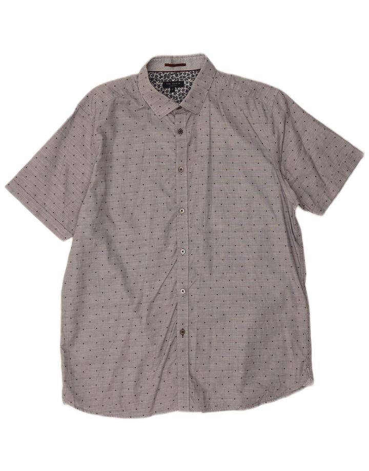 Cămașă cu mânecă scurtă pentru bărbați Ted Baker Mărimea 5 XL bumbac cu pete gri