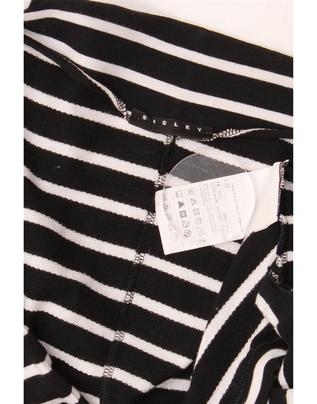 Pulover cardigan deschis pentru femei Sisley UK 16 mare bumbac cu dungi negre