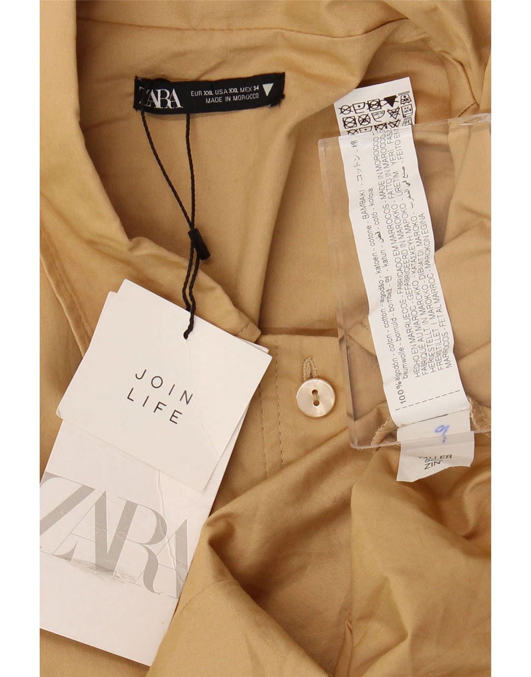Costum pentru femei Zara UK 20 2XL Bej Bumbac
